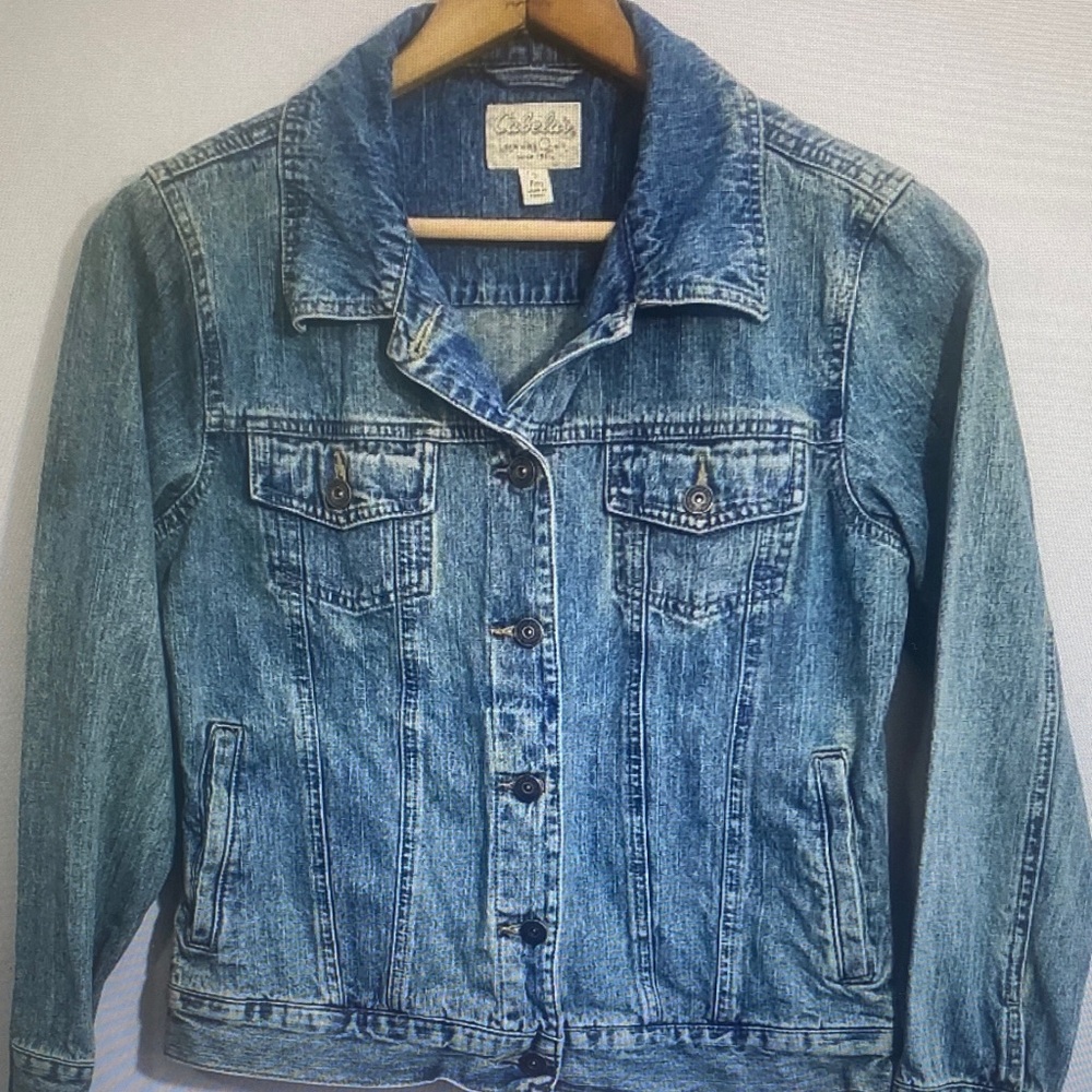 Cabela's Distressed Light Blue Denim Jacket